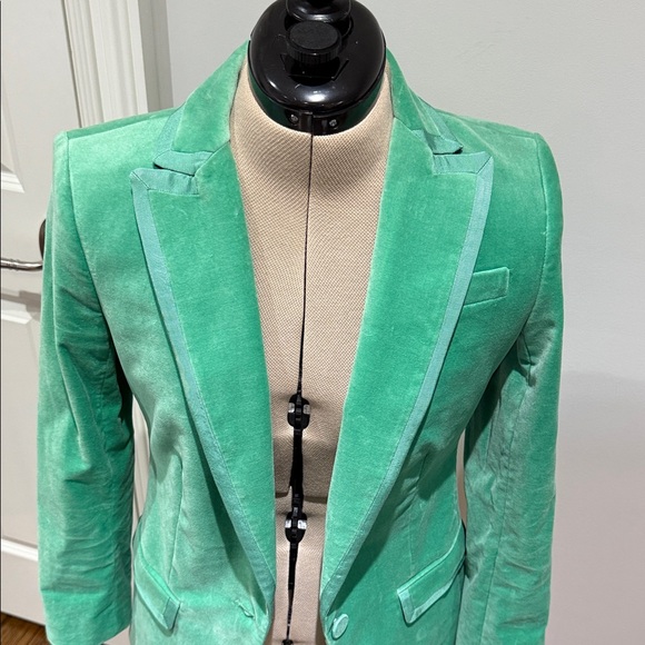 J.Crew Collection Women's Willa Blazer in Green Stretch Velvet  O - Picture 6 of 12